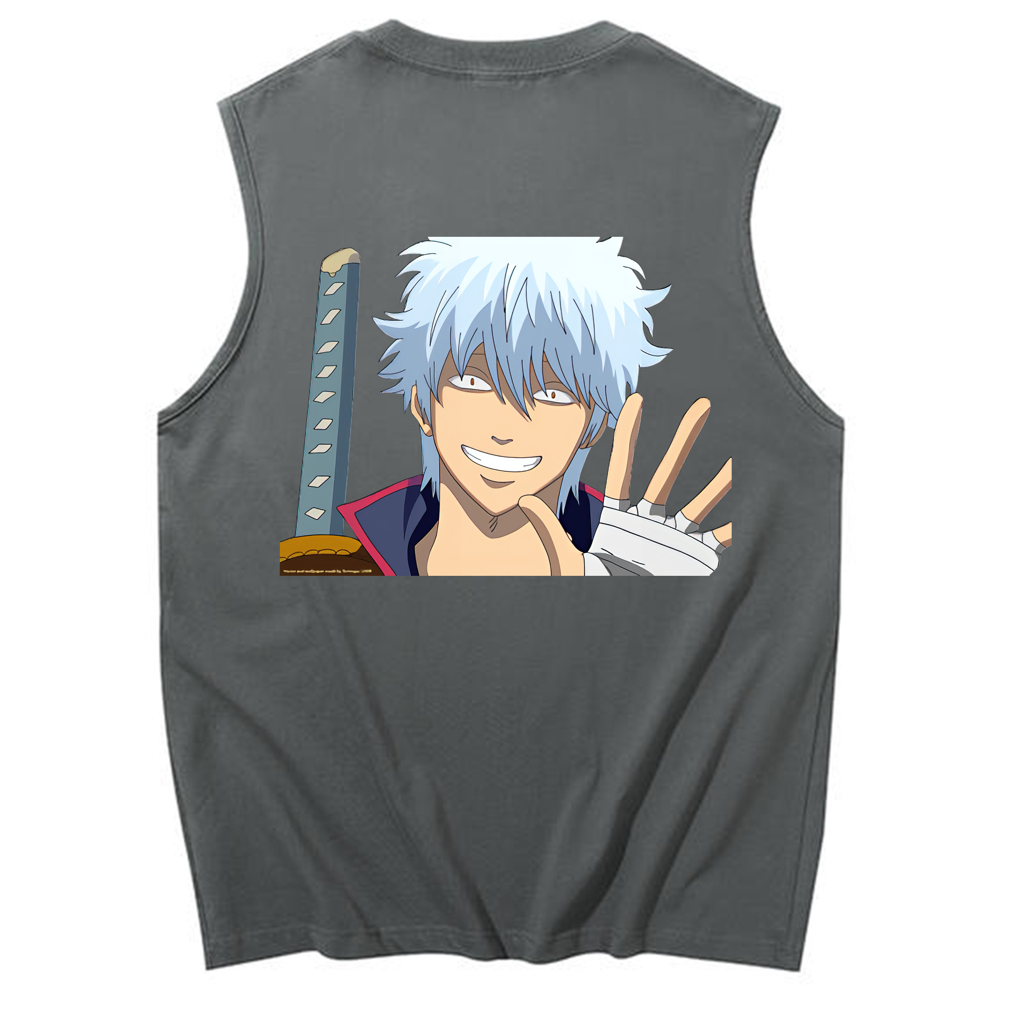 （画像用） ぎんたま 坂田銀時（さかたぎんとき） 神楽 志村新八（しむら しんぱち） GINTAMA Sakata Gintoki Kagura Shimura Shinpachi コットン100％タンクトップ（背面プリント）